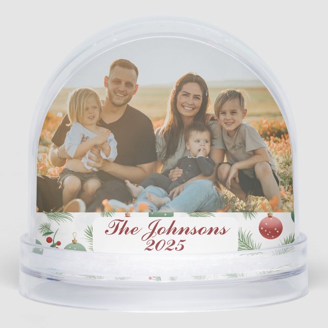 Personalised Family Photo Snow Globe Custom Name (Front)