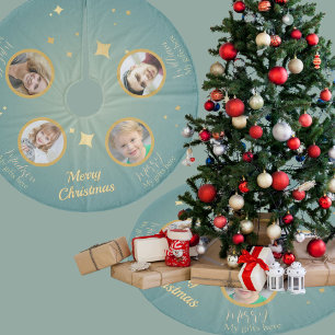 Personalised Family Photo tealChristmas Tree Skirt