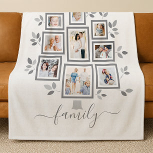 Personalised family photo tree fleece blanket