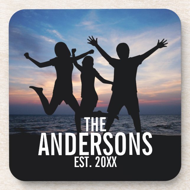 Personalised Family Photo with Family Name Coaster (Front)