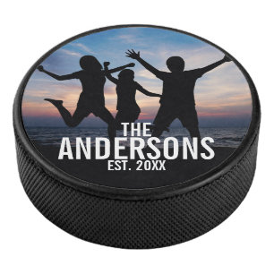 Personalised Family Photo with Family Name Hockey Puck