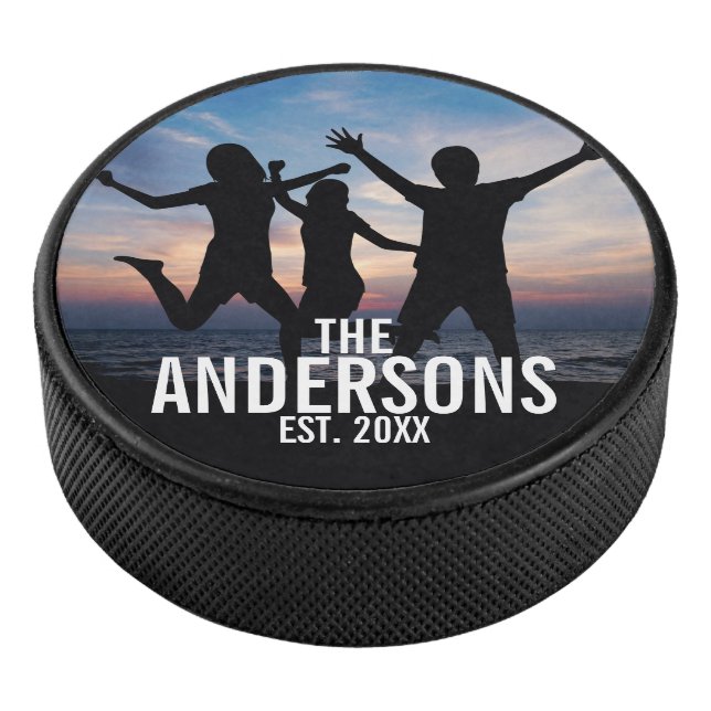Personalised Family Photo with Family Name Hockey Puck (3/4)