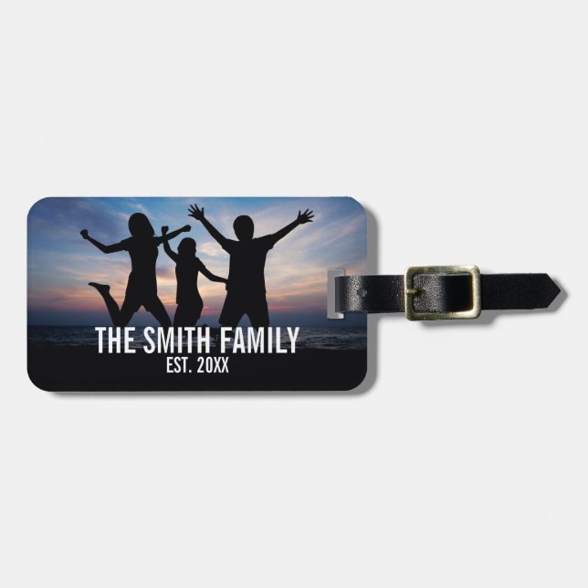 Personalised Family Photo with Family Name Luggage Tag (Front Horizontal)