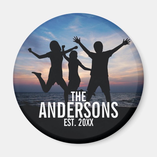 Personalised Family Photo with Family Name Magnet (Front)