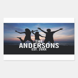 Personalised Family Photo with Family Name Rectangular Sticker