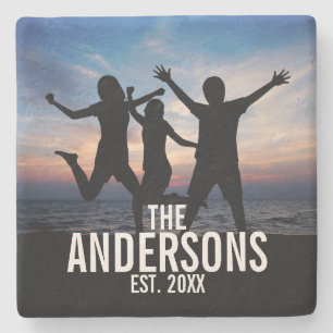 Personalised Family Photo with Family Name Stone Coaster