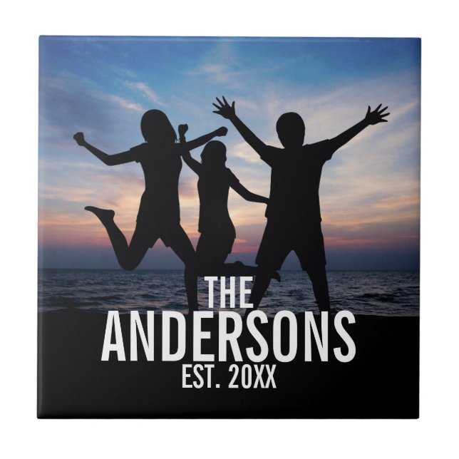 Personalised Family Photo with Family Name Tile (Front)