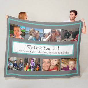 Personalised Family Photos Gifts for Dad Fleece Blanket