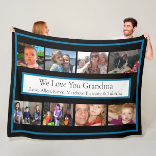 Personalised Family Photos   Gifts for Grandma Fleece Blanket