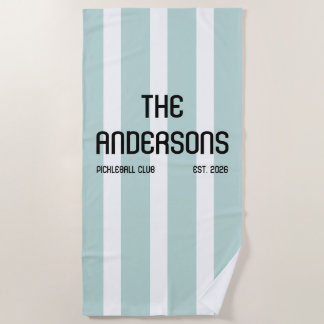 Personalised Family Pickleball Club Name Design Beach Towel