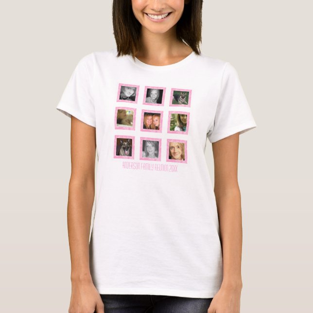 Personalised Family: Pink Frame: Picture Tshirt (Front)