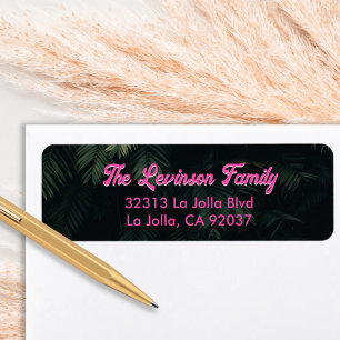 Personalised Family Pink Tropical Return Address Label
