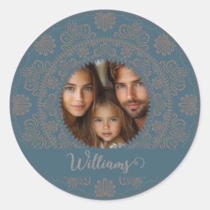 Personalised Family Portrait Gold Rococo Mandala Classic Round Sticker