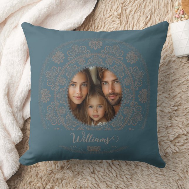 Personalised Family Portrait Gold Rococo Mandala Cushion (Blanket)