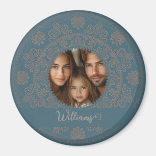 Personalised Family Portrait Gold Rococo Mandala Magnet