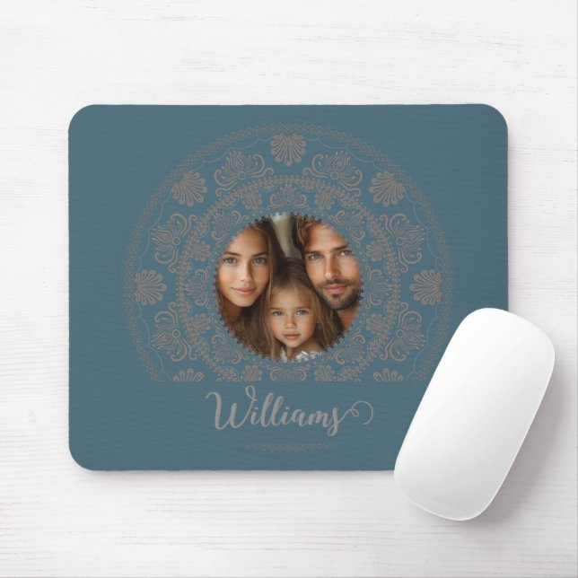 Personalised Family Portrait Gold Rococo Mandala Mouse Pad (With Mouse)