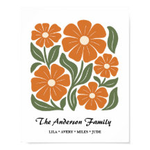 Personalised Family Poster – Retro Floral Print
