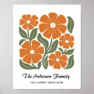 Personalised Family Poster – Retro Floral Print