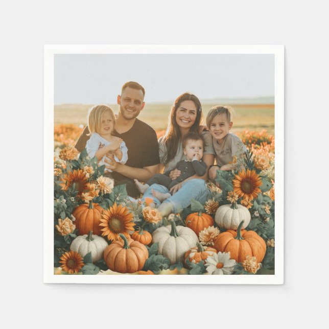 Personalised Family Pumpkin Fall Design Napkin (Front)