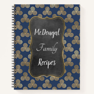 Personalised Family Recipes Blue Celtic Notebook