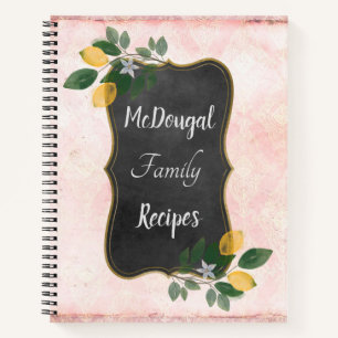 Personalised Family Recipes with Lemons on Pink Notebook