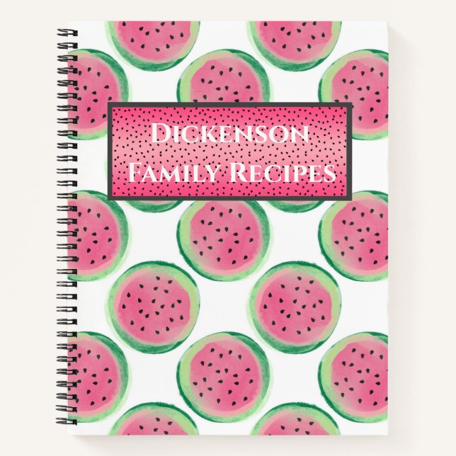 Personalised Family Recipes with Watermelons Notebook (Front)