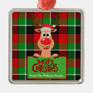 Personalised Family Reindeer Christmas Metal Ornament