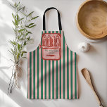 Personalised Family Retro Sardine Tin Stripes Apron<br><div class="desc">A quirky coastal classic—this sardine tin design features bold green and pink stripes with vintage-inspired red detailing. Perfect for beach houses,  coastal kitchens,  or anyone who loves nautical humour with a retro twist. Personalise with your family name and date for a fun,  sea-loving keepsake.</div>