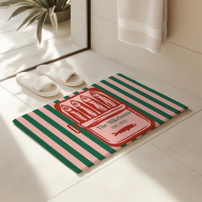 Personalised Family Retro Sardine Tin Stripes Bath Mat (Creator Uploaded)