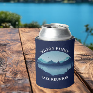 Personalised Family Reunion Blue Lake Vacation Can Cooler