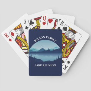 Personalised Family Reunion Blue Lake Vacation Playing Cards