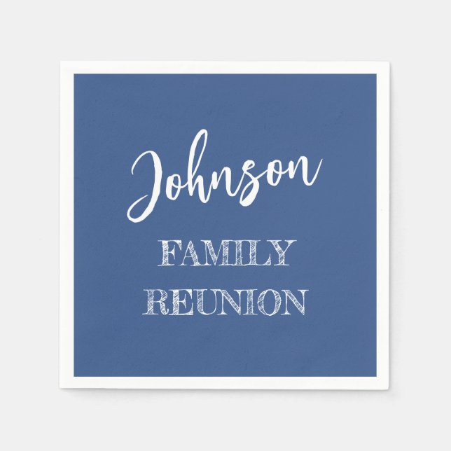 Personalised Family Reunion Blue Paper Napkin (Front)