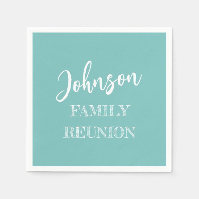 Personalised Family Reunion Coastal Green Paper Napkin (Front)