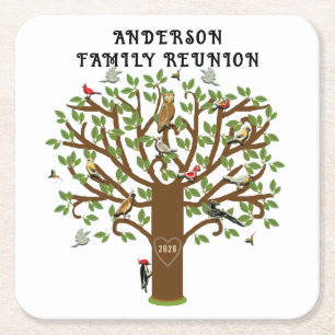 Personalised Family Reunion Collectable Square Paper Coaster