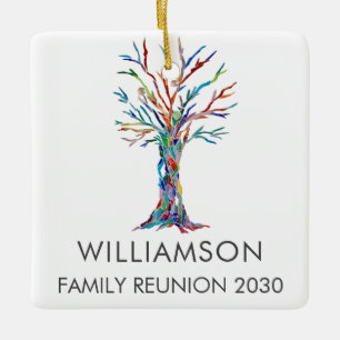 Personalised Family Reunion Family Tree Ceramic Ornament