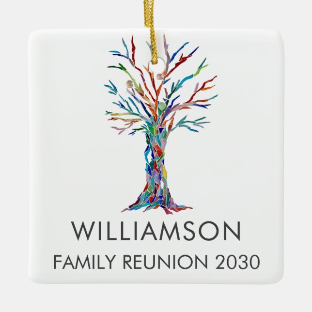 Personalised Family Reunion Family Tree Ceramic Ornament (Front)