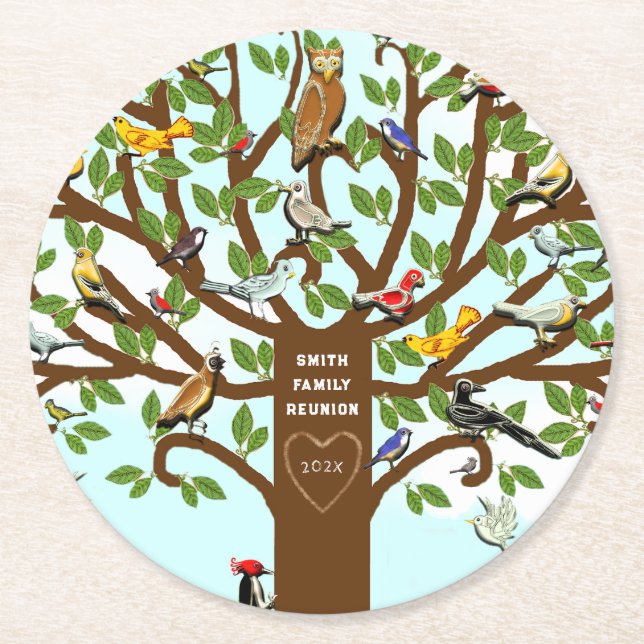 Personalised Family Reunion Round Paper Coaster (Front)