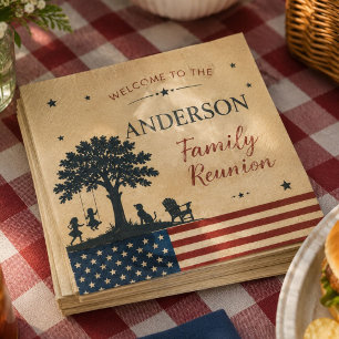 Personalised Family Reunion Rustic Patriotic Napkin