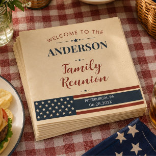 Personalised Family Reunion Rustic Patriotic Napkin