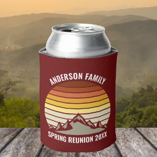 Personalised Family Reunion Sunset Mountain Red Can Cooler