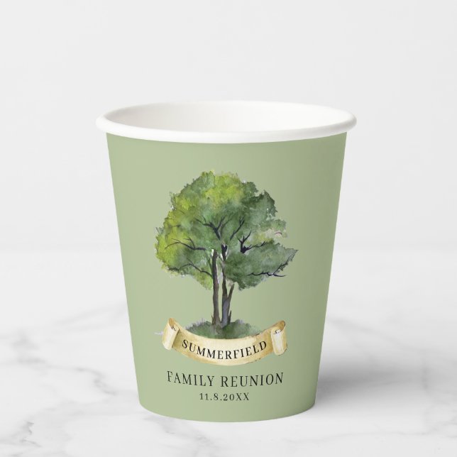 Personalised Family Reunion Tree Keepsake Name Paper Cups (Front)