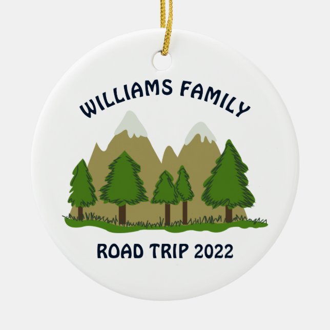 Personalised Family Road Trip Ceramic Ornament (Front)