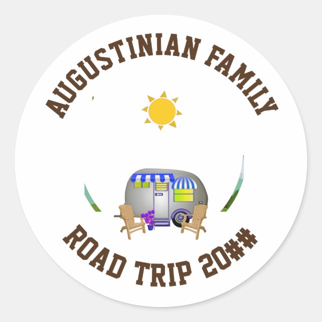 Personalised Family Road Trip Van Life Classic Round Sticker (Front)