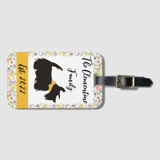 Personalised Family Scottie dog Luggage tag (Front Horizontal)