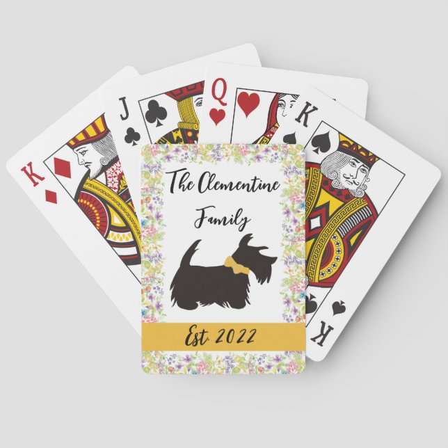 Personalised Family Scottie dog playing cards (Back)