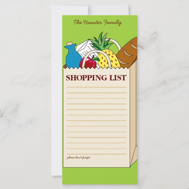 Personalised Family Shopping List (Front)