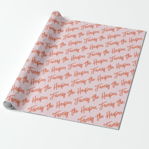 Personalised Family Signature Modern Script Pink Wrapping Paper