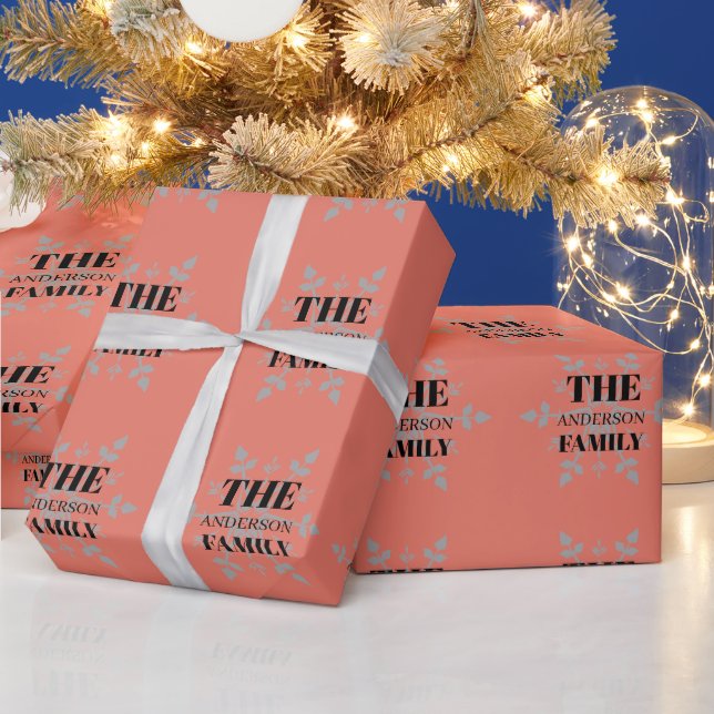 Personalised Family Signature Snowflake Red  Wrapping Paper (Holidays)