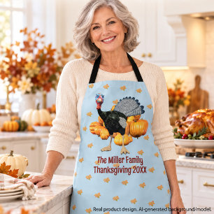 Personalised Family Thanksgiving Turkey Kitchen Apron