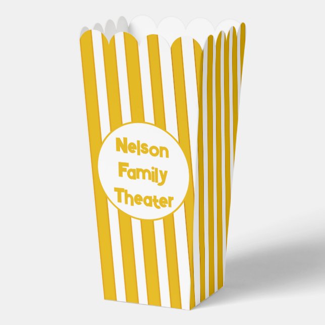 Personalised family theatre popcorn favour box (Front)